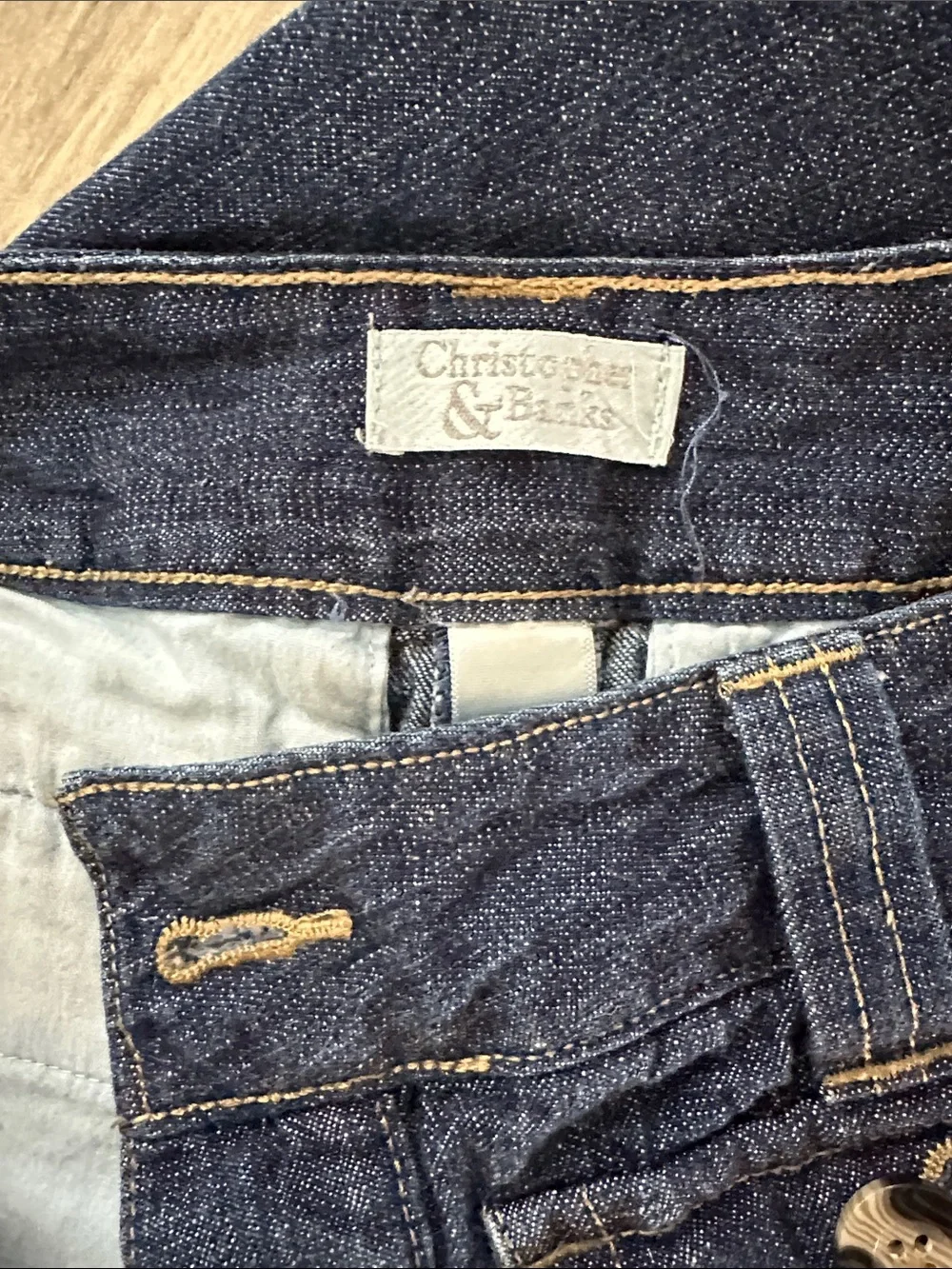 🚨2 for $10🚨Christopher & Banks Dark Blue Denim Button-Front Mini Skirt - Picture 3 of 3